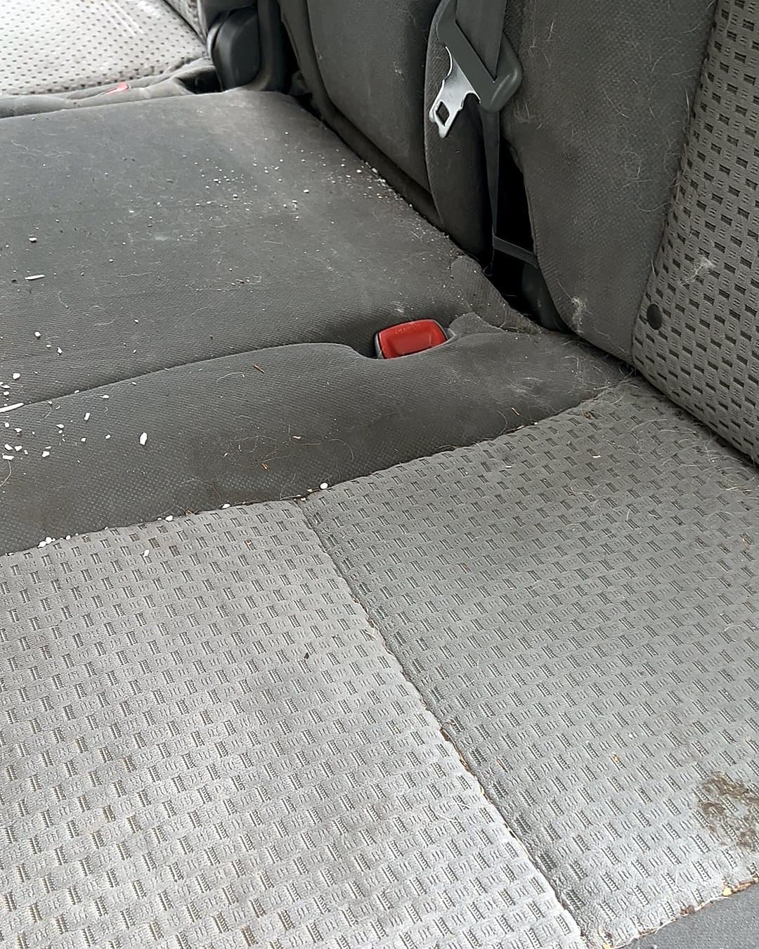 Before: Toyota Tundra rear seat shampoo